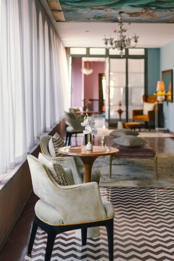 Stylish and elegant hotel interior design showcasing a cozy and sophisticated ambiance in Bikaner.