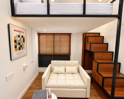 Home bright natural hotel room with loft 2
